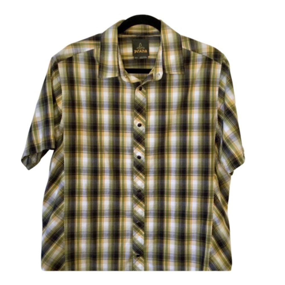 Prana Organic Cotton Short Sleeve Plaid Snap Shirt